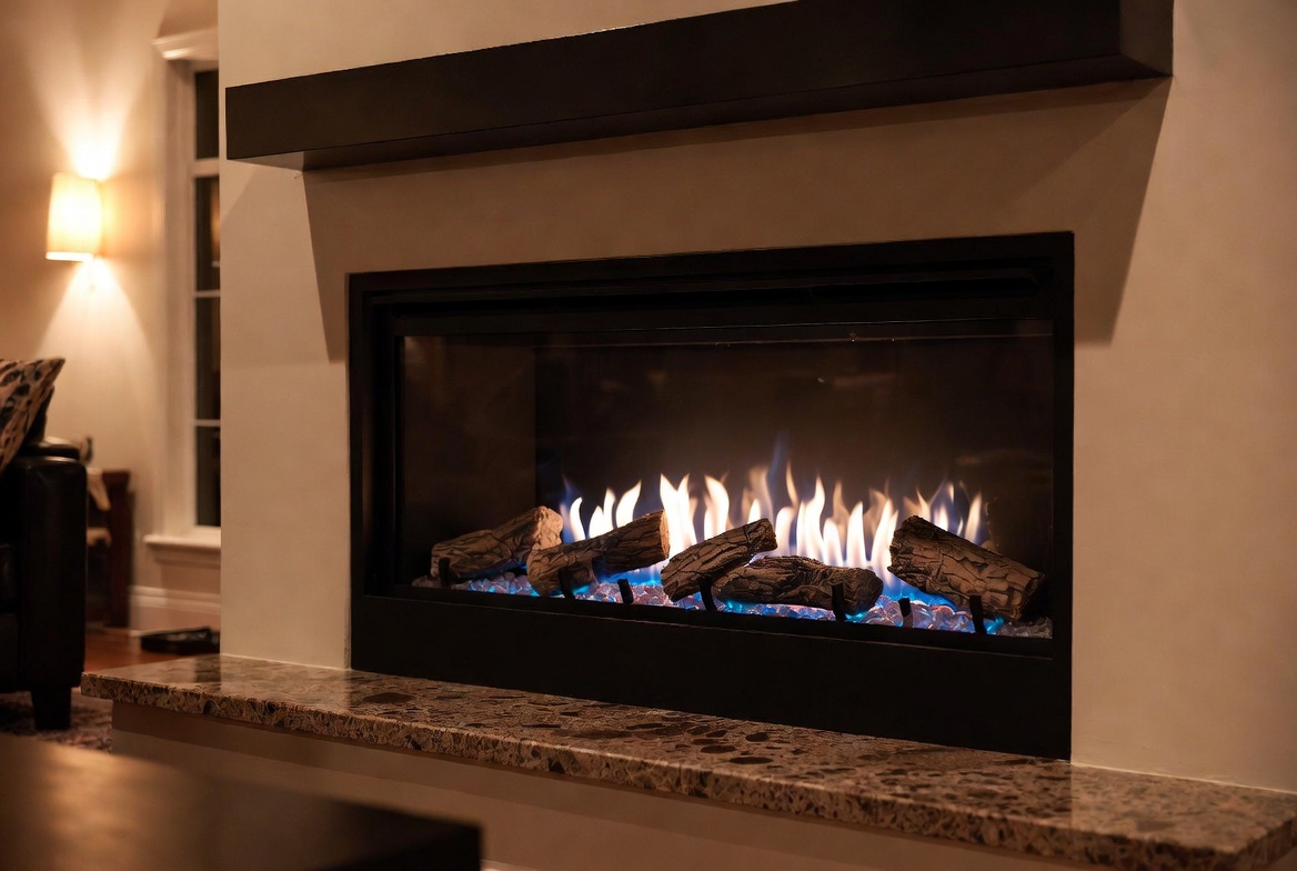 Modern gas fireplace installation in South Jersey